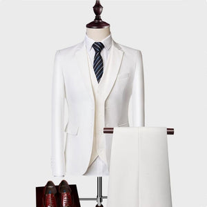 Men Suits 2019 Slim Fit Business Three-Piece Suits Male Groom Party Dress Man Wedding Blazers Sets (Blazer+Pants+Vest)