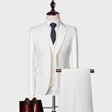 Load image into Gallery viewer, (Blazer+Pants+Vest) Classic Men Formal Business Suit Slim Royal Blue Wedding Groom Wear Male Suit Black Gentlemen Costume M-5XL