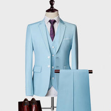 Load image into Gallery viewer, (Blazer+Pants+Vest) Classic Men Formal Business Suit Slim Royal Blue Wedding Groom Wear Male Suit Black Gentlemen Costume M-5XL