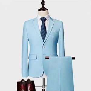 High Quality 2019/ Men's Fashion Slim Suits Men's Business Casual Clothing Groomsman 2-Piece Suit Blazers Jacket Pants