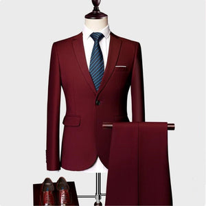 High Quality 2019/ Men's Fashion Slim Suits Men's Business Casual Clothing Groomsman 2-Piece Suit Blazers Jacket Pants