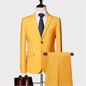 (Jacket+Pants) 2019 Classic Men Formal Business Suit Slim Royal Blue Wedding Groom Wear Male Suit Black Gentlemen Costume M-5XL
