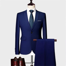 Load image into Gallery viewer, (Jacket+Pants) 2019 Classic Men Formal Business Suit Slim Royal Blue Wedding Groom Wear Male Suit Black Gentlemen Costume M-5XL