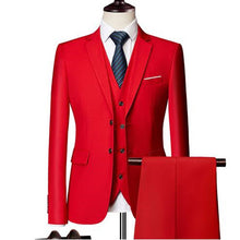 Load image into Gallery viewer, (Blazer+Pants+Vest) Luxury Men Wedding Suit Male Blazers Slim Fit Suits For Men Costume Business Formal Party Blue Classic Blac
